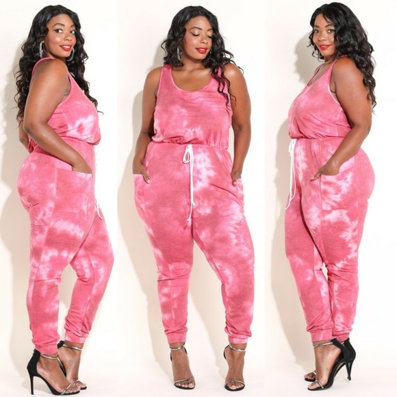 Pants - NEW PLUS PINK TIE DYE JUMPSUIT 123XL